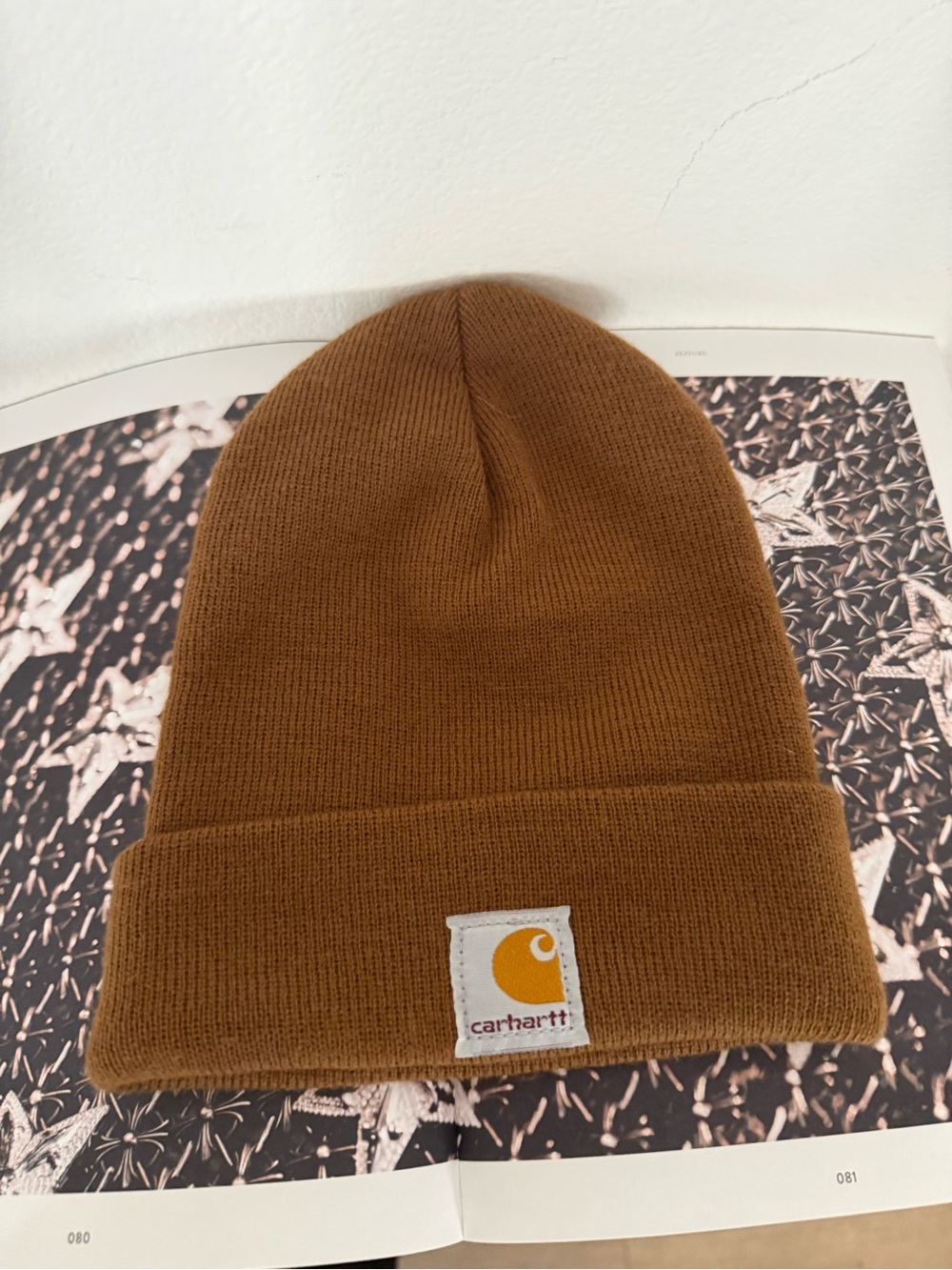 Carhartt Kids Caramel Brown Knit Beanie with Logo Patch